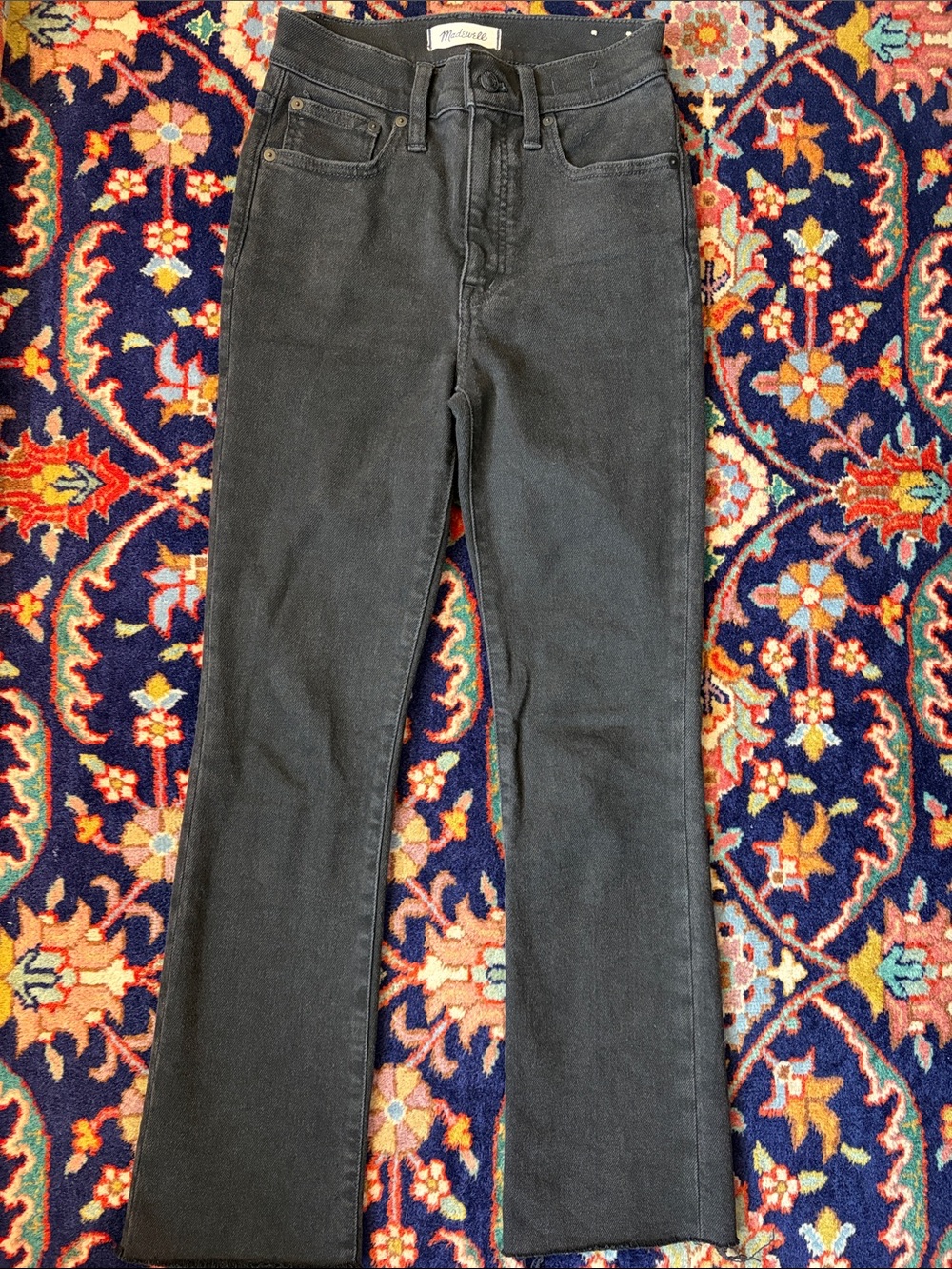 Madewell Cali Demi Boot Black Jeans Frayed hem